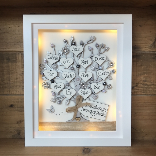 Large “ pretty with pearls “ family tree frame