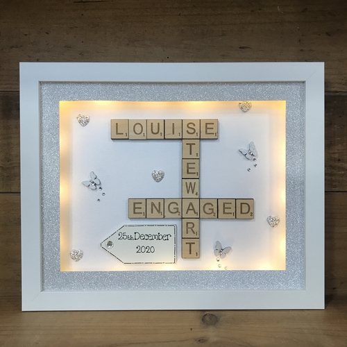 Customised Engagement Scrabble Name Box Frame