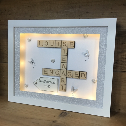 Customised Engagement Scrabble Name Box Frame