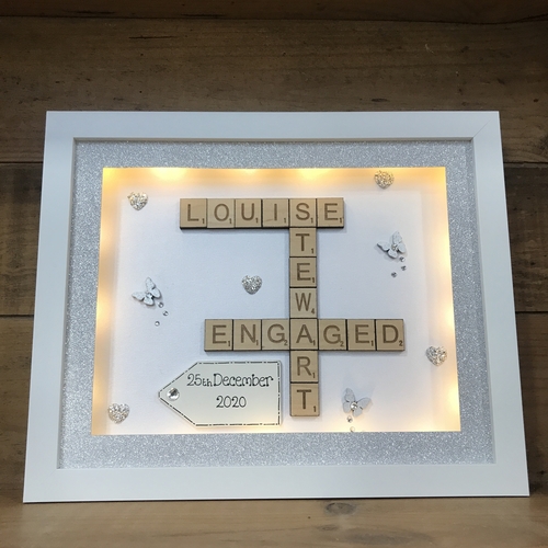 Customised Engagement Scrabble Name Box Frame