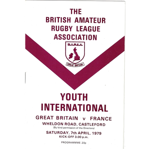 1979 Great Britain v France Amateur Youth International Match Rugby League Programme