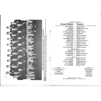 1990 Great Britain v France Amateur Youth International Match Rugby League Programme