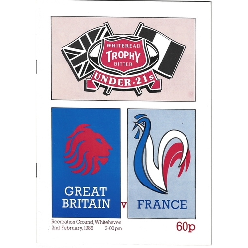 1986 Great Britain v France Under-21 International Rugby League Programme