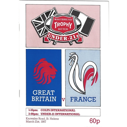 1987 Great Britain v France Under-21 International Rugby League Programme
