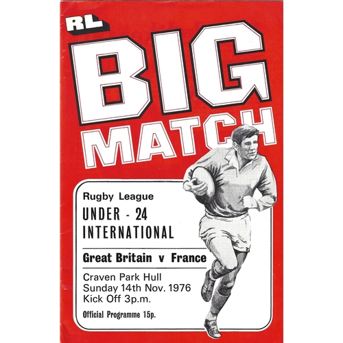 1976 Great Britain v France Under-24 International Rugby League Programme
