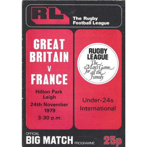 1979 Great Britain v France Under-24 International Rugby League Programme