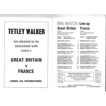 1979 Great Britain v France Under-24 International Rugby League Programme
