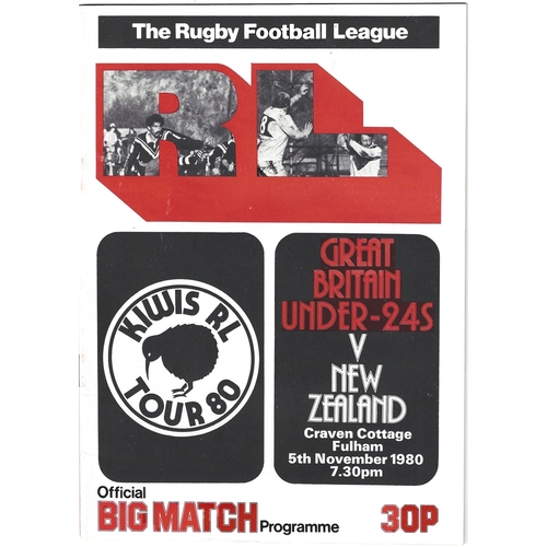 1980 Great Britain v New Zealand Under-24 International Rugby League Programme