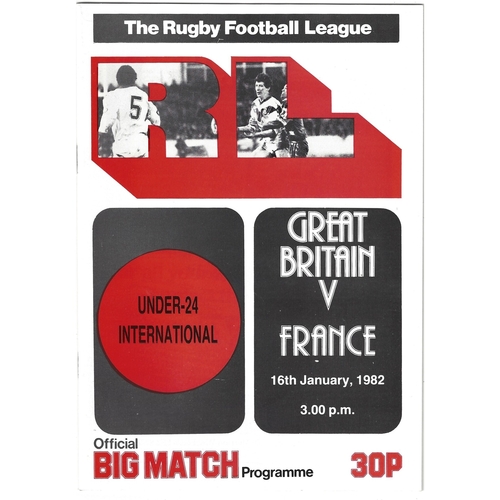 1982 Great Britain v France Under-24 International Rugby League Programme
