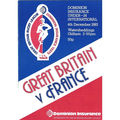 1983 Great Britain v France Under-24 International Rugby League Programme