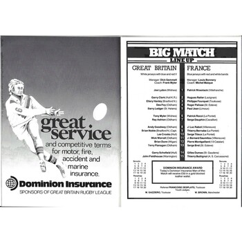 1983 Great Britain v France Under-24 International Rugby League Programme