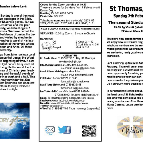 Pew Sheet | The Parish of St Thomas, Exeter