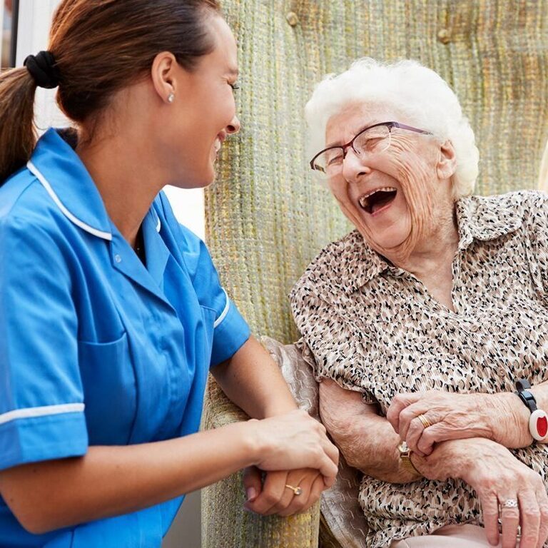 Care staff supporting people in a care setting