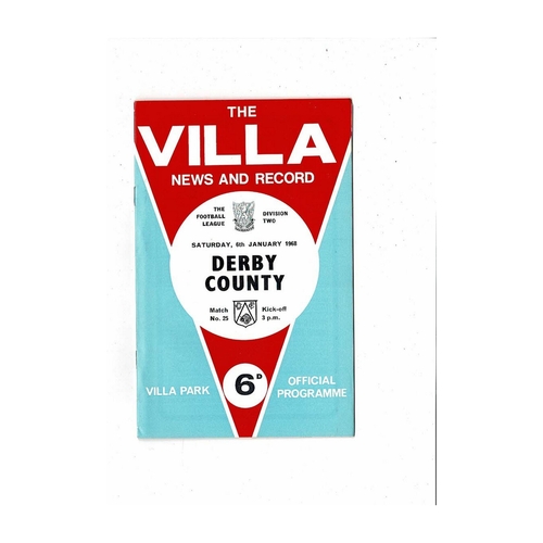 1967/68 Aston Villa v Derby County Football Programme + League Review