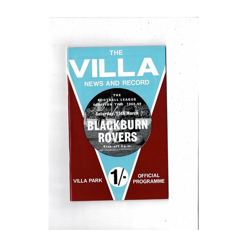 1968/69 Aston Villa v Blackburn Rovers Football Programme + League Review