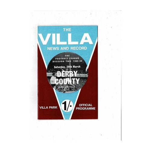 1968/69 Aston Villa v Derby County Football Programme + League Review