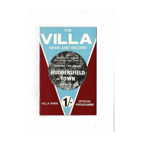 1968/69 Aston Villa v Huddersfield Town Football Programme + League Review