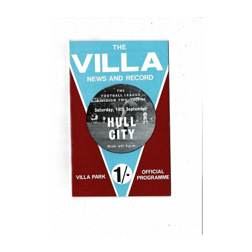 1968/69 Aston Villa v Hull City Football Programme + League Review