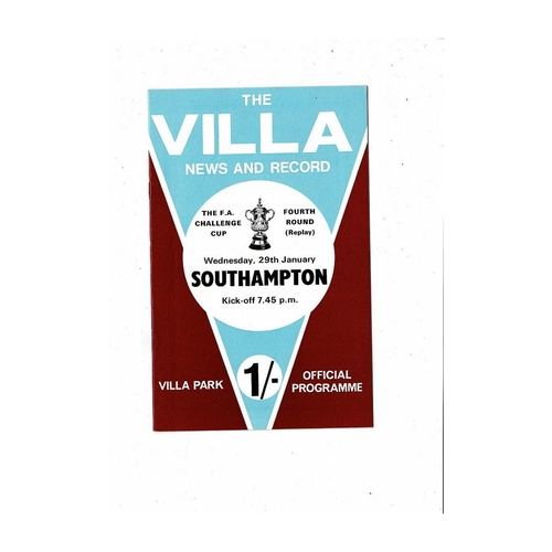1968/69 Aston Villa v Southampton FA Cup Football Programme