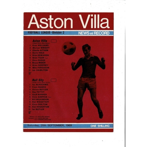 1969/70 Aston Villa v Hull City Football Programme