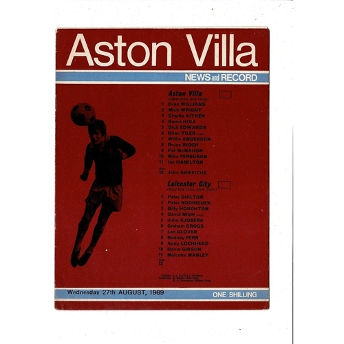 1969/70 Aston Villa v Leicester City Football Programme