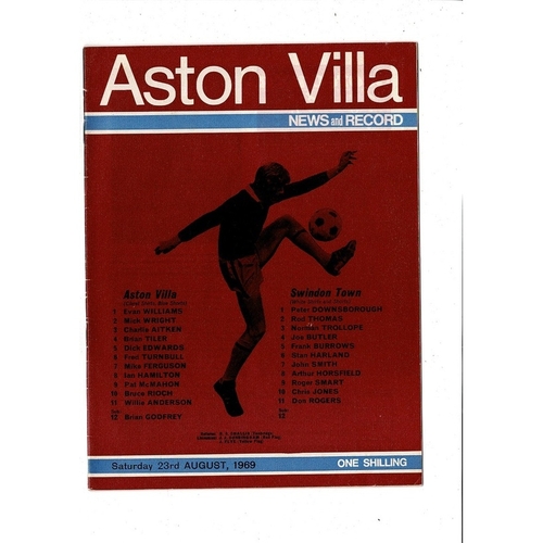 1969/70 Aston Villa v Swindon Town Football Programme