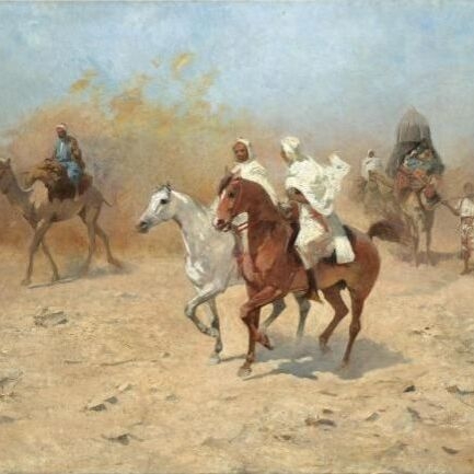 Caravan of Camels in the Desert