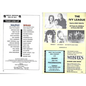 1987 Halifax v Wigan Rugby League Charity Shield Programme