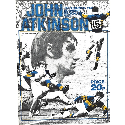 1976 John Atkinson Testimonial Souvenir Rugby League Brochure