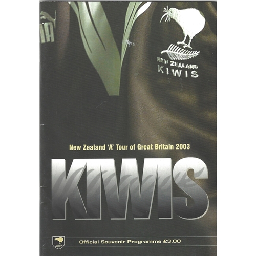 2003 New Zealand A Rugby League Tour Programme