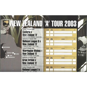 2003 New Zealand A Rugby League Tour Programme