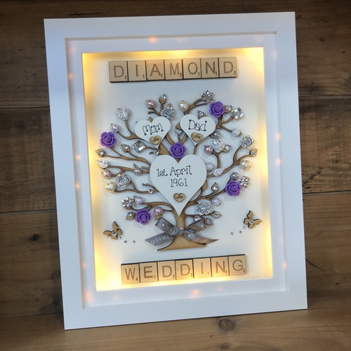 LED “Floral Diamond wedding “ frame