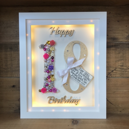 LED Happy 18 th birthday frame