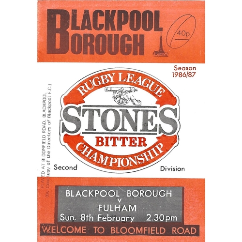 Blackpool Borough Home Rugby League Programmes