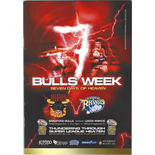 2002 Bradford Bulls v Leeds Rhinos Rugby League programme & Match Ticket