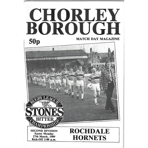 1988/89 Chorley Borough v Rochdale Hornets Rugby League programme