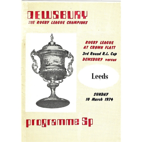 1973/74 Dewsbury v Leeds Challenge Cup 3rd Round Rugby League programme