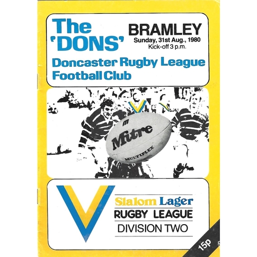 1980/81 Doncaster v Bramley Rugby League programme