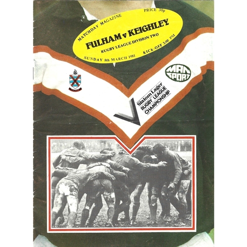 1980/81 Fulham v Keighley Rugby League programme