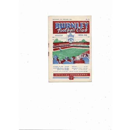1952/53 Burnley v Sunderland FA Cup Football Programme