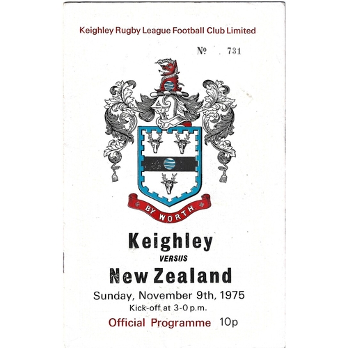 1975/76 Keighley v New Zealand Rugby League programme & loose New Zealand Team Info Sheet