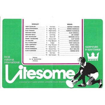 1978/79 Keighley v Wigan John Player Competition 2nd Round Rugby League programme