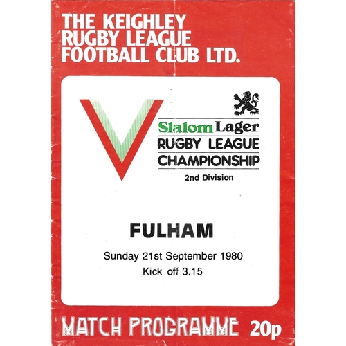 1980/81 Keighley v Fulham Rugby League programme