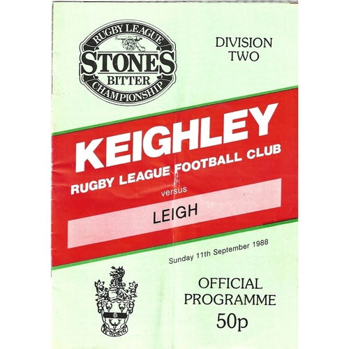 1988/89 Keighley v Leigh Rugby League programme