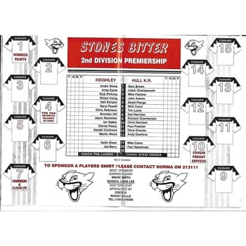 1994/95 Keighley Cougars v Hull KIngston Rovers Rugby League programme