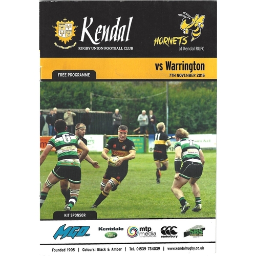 2015 Kendal v Warrington Rugby League programme