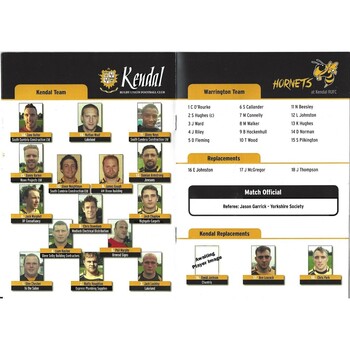 2015 Kendal v Warrington Rugby League programme