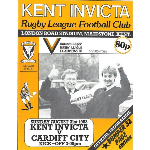1983/84 Kent Invicta v Cardiff City Rugby League programme