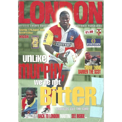 1996 London Broncos v Wigan Rugby League programme