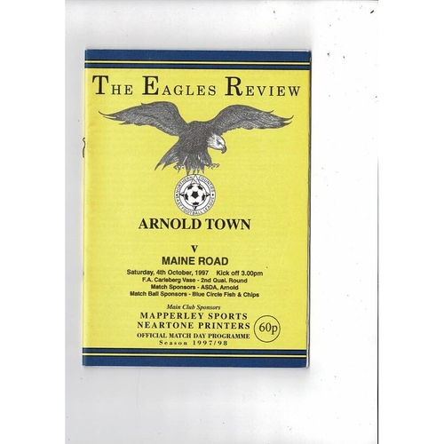 Arnold Town v Maine Road Vase Football Programme 1997/98